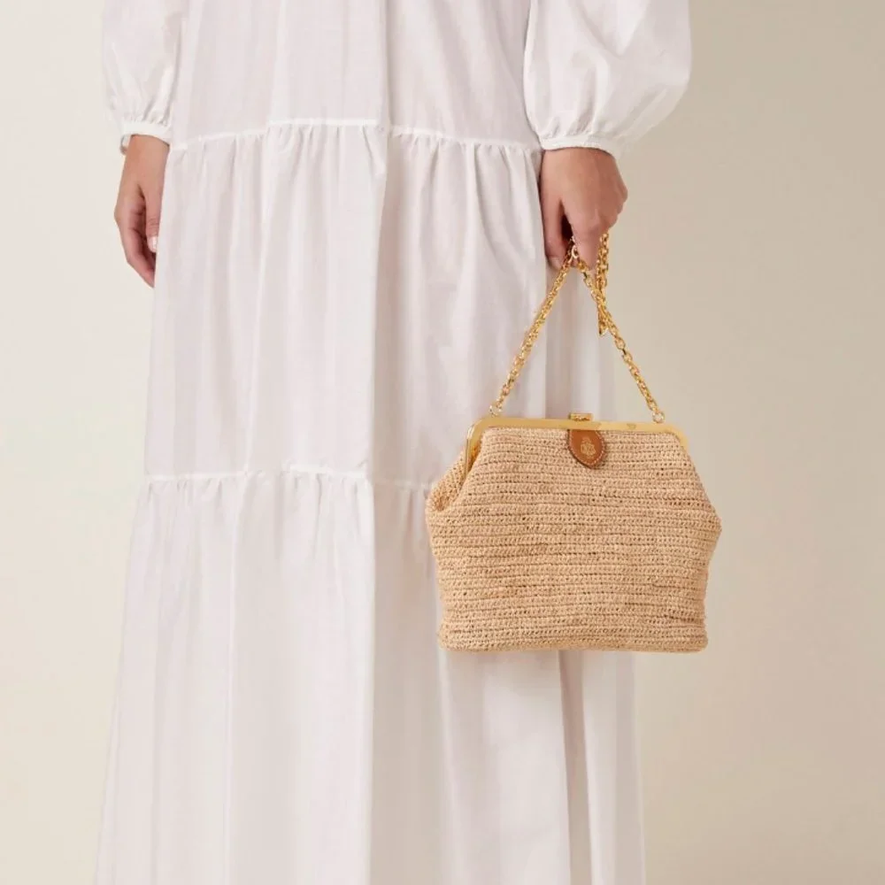 MUST SELL - NIB/NWT! Mark Cross Susanna Raffia Shoulder Bag - MSRP $2200 - Picture 4 of 13